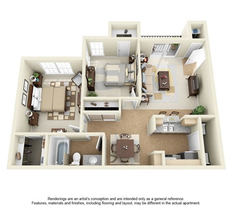 Floor plan for 2 beds, 1 bath, 790 sqft